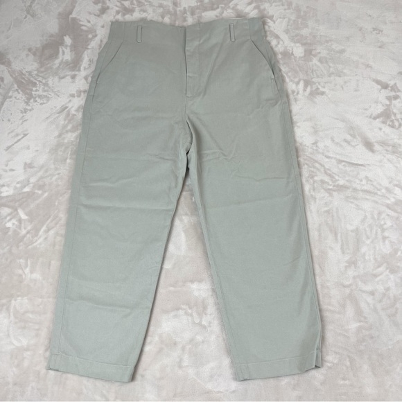 Zara Tan Khaki Cropped Pants Womens Size Large High Waisted Casual Workwear - Picture 2 of 12